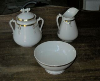 Antique Haviland Limoges Wedding Ring Creamer And Sugar Bowl Rope And Stays Bowl