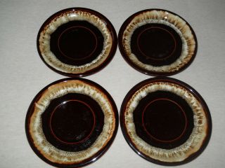 Pfaltzgraff Vintage Brown Drip Saucer Plates Castle Mark 6 3/4 " Set Of 4