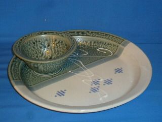 Rare Hively Stoneware Pottery Large Handmade Chip & Dip Monmouth,  Or.