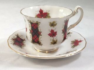 Royal Adderley Maple Leaf Tartan Cup & Saucer Set