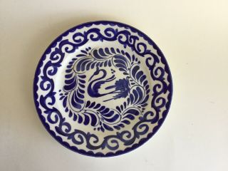 Anfora (mexico) Puebla Blue Pottery 8 3/4” Lunch Plate