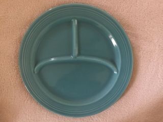Vintage Fiesta Ware Turquoise Divided Dinner Plate