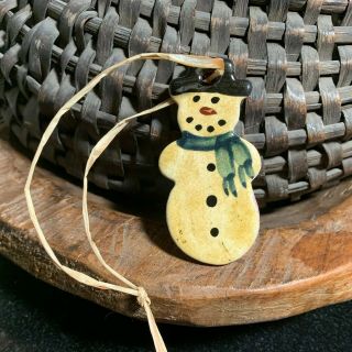 Ned Foltz Pottery 3 " Redware Snoman Hanging Ornament 1 Of 4