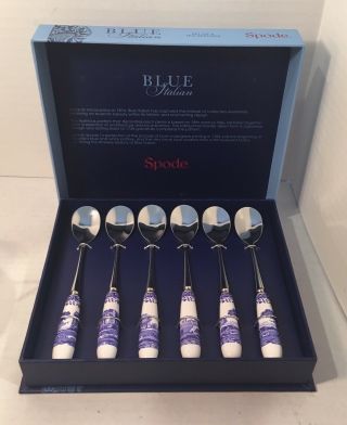 Blue Italian Spode Set 6 Tea Spoons Portmeirion