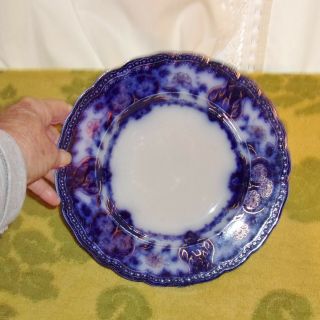 Gorgeous Antique Seville Royal Flow Blue Semi Porcelain Bowl