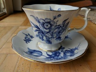 Royal Albert Connoisseur Blue Roses Cup And Saucer - - 2