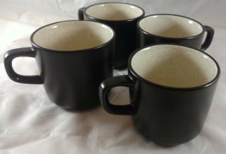 Vintage Mikasa Terra Stone Vanilla 3 " H 3 " D Cup Mug Tea Coffee E1955 Set Of 4