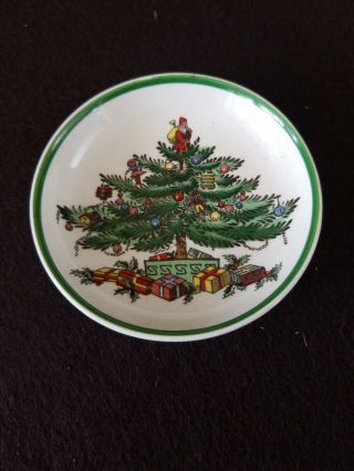 Spode - Christmas Tree Butter Pat - 3 Inch With Green Trim