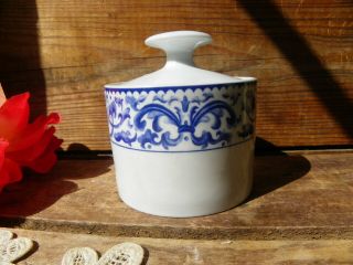 Reed & Barton Hadley The Elegant Table Sugar Bowl With Lid Blue Floral Scrolls