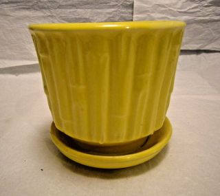 Vintage Mccoy 4 " Flower Pot Planter Yellow