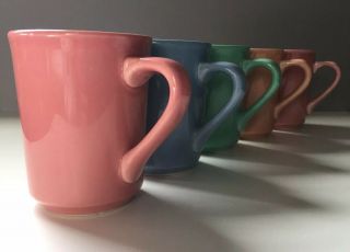 Vintage Usa Homer Laughlin Hlc Mugs Set Of 5 Fiesta Style Denver Coffee Cups