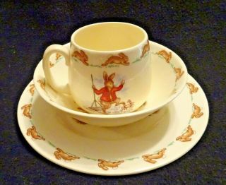 Vintage Bunnykins Royal Doulton Childs Bone China Bowl Mug Cup Plate 3 Piece Set