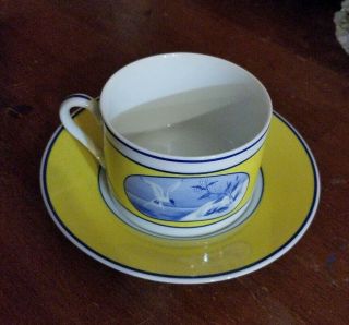 Lynn Chase Costa Azzura Yellow Teacup & Saucer Set (coffee Or Tea) Cup & Plate