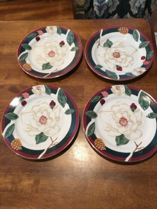 Set Of 4 Tienshan Fairfield Fine China Magnolia Pattern 8 " Salad Plates Ec