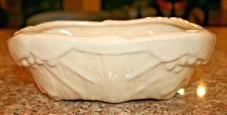 Vintage Mccoy Pottery 8 " X 2.  5 " White Planter With A Leaf And Berry Pattern