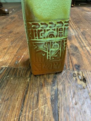 Vintage Prairie Green Aztec Frankoma Pottery Decanter Vase 7JH 2