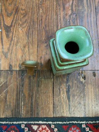 Vintage Prairie Green Aztec Frankoma Pottery Decanter Vase 7JH 3