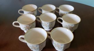 Vintage Mikasa Stoneware Set of 8 Cups Mugs Advante Napoli Flower Pattern 3
