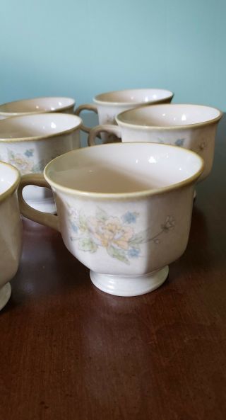 Vintage Mikasa Stoneware Set of 8 Cups Mugs Advante Napoli Flower Pattern 4