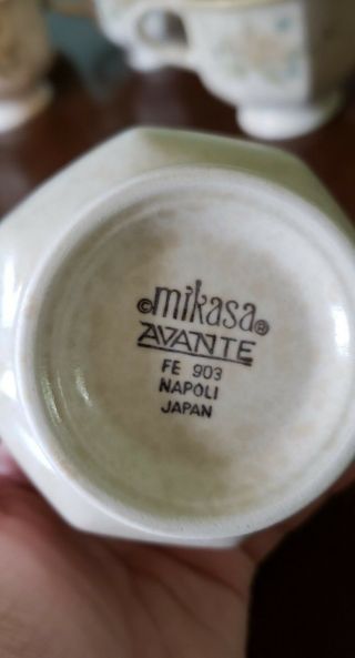 Vintage Mikasa Stoneware Set of 8 Cups Mugs Advante Napoli Flower Pattern 5