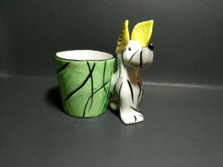 Leaf Ear Dog Planter Toothpick Holder Made In Japan Green Yellow Rare Vintage