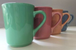 Vintage Usa Homer Laughlin Hlc Mugs Set Of 4 Fiesta Style Denver Coffee Cups