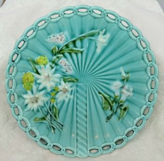 Antique French Or English Majolica Floral 8 " Plate With Maker Mark