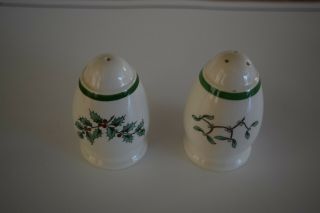 Spode Christmas Tree Salt And Pepper Shakers,  3 " Tall - England