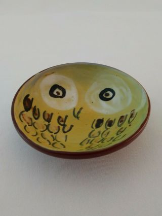 Alex Duff Combs Small Yellow Owl Bowl Studio Art Pottery Made In Alaska