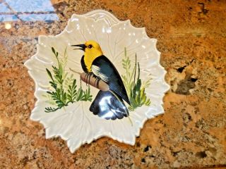 Vintage Steubenville Grey Woodfield Hand Painted Yellow Headed Blackbird Plate
