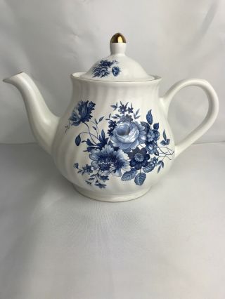 Arthur Wood & Son Staffordshire Blue And White Floral Porcelain Teapot 6626