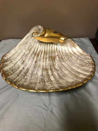 Royal Haeger 22k Gold Tweed Shell Platter 132