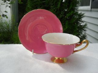 Shelley Porcelain Pink Orchard Gold Teacup And Saucer