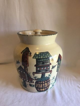 Home & Garden Party Large Canister Birdhouses W/lid 2002 Euc