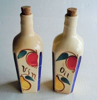 Puritan Fruit Pattern Apple & Pear Oil & Vinegar Decanters