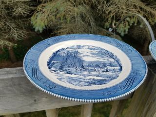 VINTAGE CURRIER & IVES PLATE 11.  25 INCH DIAMETER AND SERVING VEGGIE BOWL 9 INCH 5