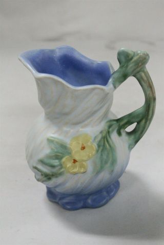Arts Crafts Weller Twisted Flowers Branch Handled Art Pottery Pitcher