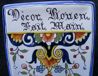 Antique Rouen Advertising Plaque Faience Hand Painted Signed 2