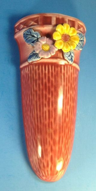 Vintage Ceramic Wall Pocket - Raised Flowers - - Made In Japan