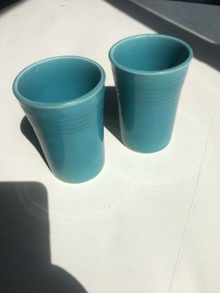 2 Vintage Fiesta Turquoise Juice Tumbler Cup - Fiestaware,  Made In Usa