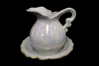 Vintage Inarco E - 5260 Small Pitcher Bowl White Opalescent Japan