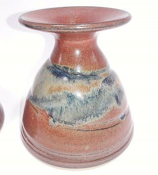 Festive Hand Crafted Studio Art Pottery Candle Holders - Artist Signed 2