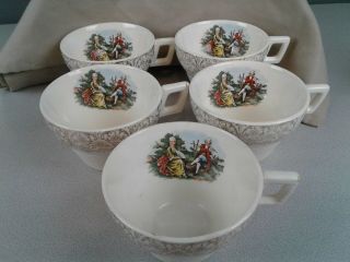 Set of 9 Sebring Pottery Company 22K gold Chantilly pattern coffee cups 2