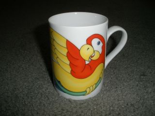 Vintage Fitz & Floyd " Parrot - In - Ring " Coffee Mug Tea Cup
