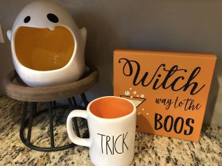 Rae Dunn Trick Or Treat Halloween Coffee Mug Large Long Ll Letter Orange Double