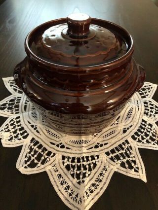 Marcrest Oven Proof Stoneware Bean Pot,  &bowl,  Crock Daisy & Dot Vintage Pottery