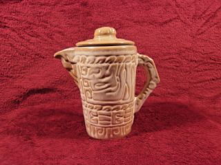 Vintage Frankoma Pottery 7j Mayan - Aztec 2 Cup Teapot In Desert Gold,  Ada Clay