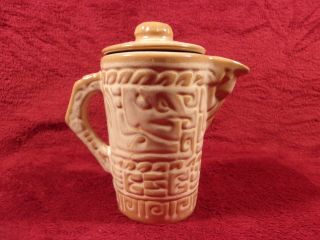 Vintage Frankoma Pottery 7J Mayan - Aztec 2 Cup Teapot in Desert Gold,  Ada Clay 2