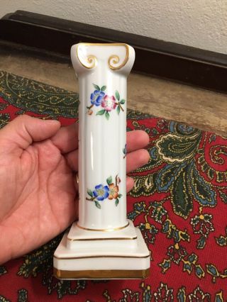 Herend Hungry Queen Victoria Pedestal Porcelain Candle Holder 6” High