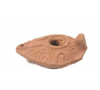 Ancient Roman Oil Lamp Pottery Antique Century 100 - 200 Ad From Holy Land